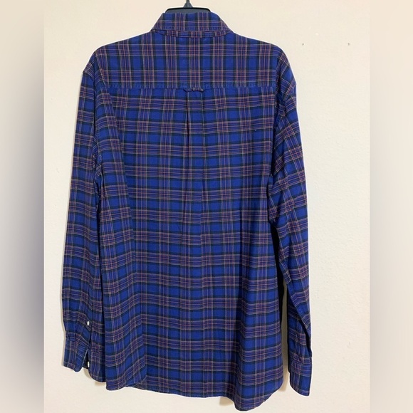 CHAPS button down long sleeve plaid shirt XL navy squared - Picture 3 of 8
